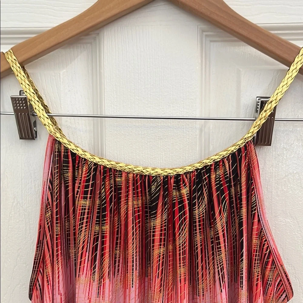 Gold , Pink & Black Long Dress Size L - Picture 2 of 6